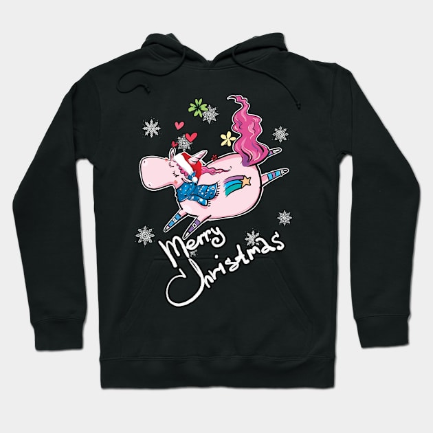 Christmas Unicorn Snowflake Holiday Gifts Girls Kids Women Hoodie by BuzzTeeStore